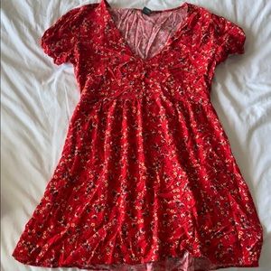 Red floral dress
